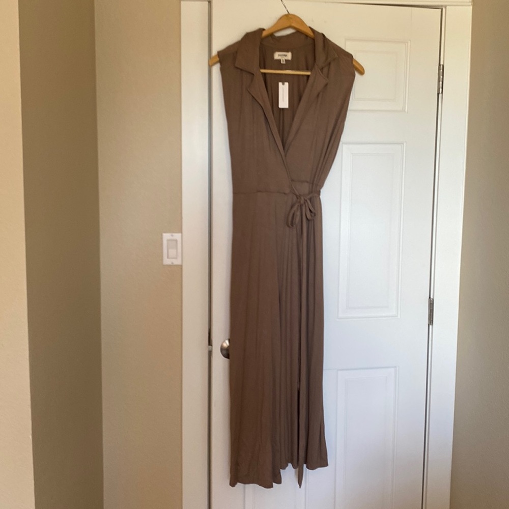 NWT Anthropologie | Porridge Taupe wrap maxi dress. Size XL